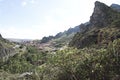 View of the road, mountain and small village