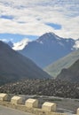 View from road of mountains and clouds with Bhaga river in Darcha, Lahaul and Spiti