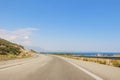 View of the road on a sea shore in Greece Royalty Free Stock Photo
