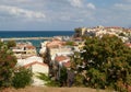 View of the road to the sea through the houses, Chania