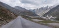 View from Roads of Zojila pass (11,000ft.) during the month of June.Melting snow and mountains Royalty Free Stock Photo