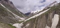 View from Roads of Zojila pass (11,000ft.) during the month of June.Melting snow and mountains Royalty Free Stock Photo