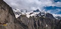 View from Roads of Zojila pass (11,000ft.) during the month of June.Melting snow and mountains