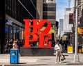 View of Robert Indiana\'s iconic HOPE