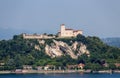 View of Rocca Borromea in Angera town, Angera, Maggiore Lake, Varese, Lombardy, Italy. Royalty Free Stock Photo