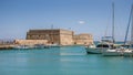 View on a Rocca a Mare fortress and port with boats in Heraklion, Crete island, Greece Royalty Free Stock Photo