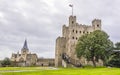 A view of Rochester castle and cathedral, UK from the castle grounds Royalty Free Stock Photo