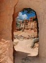 View Through An Rock Arch On The Pekaboo Loop Trail At Bryce Canyon National Park Royalty Free Stock Photo