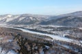 View from the rock Devil`s finger at the valley Katun River