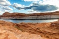 View of rock formations of both banks of the Colorado near Glenn Canyon, Page, Arizona, USA