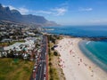 view from The Rock viewpoint in Cape Town over Campsbay, view over Camps Bay with fog over the ocean Royalty Free Stock Photo