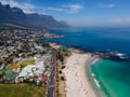 view from The Rock viewpoint in Cape Town over Campsbay, view over Camps Bay with fog over the ocean Royalty Free Stock Photo