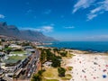 view from The Rock viewpoint in Cape Town over Campsbay, view over Camps Bay with fog over the ocean Royalty Free Stock Photo