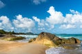 View of rocks at Chaweng Noi beach at Koh Samui Thai