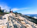 A view from the rocks of Pemaquid Point Lighthouse Royalty Free Stock Photo