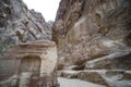 View of rocks in Petra, Jordan. Canyon between the rocks, bottom view. Nature of the middle East