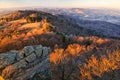 View from rocks of Sitno mountain to Tartar`s meadow