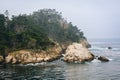 View of rocky bluffs and the Pacific Ocean, at Point Lobos State Royalty Free Stock Photo