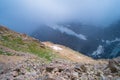 View of rocky and cliff mountain with snow in high mountain in Mt Cook national park (Muller hut track) I Royalty Free Stock Photo