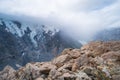 View of rocky and cliff mountain with snow in high mountain in Mt Cook national park (Muller hut track) I Royalty Free Stock Photo
