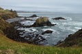 A view of rocky cliffs of the northern Oregon coast. Royalty Free Stock Photo