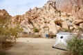 rocky desert landscape, heat tent, campground