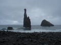 View of rocky formation Ilheus da Ribeira da Janela at rocky beach on the north coast of Madeira island Portugal near Royalty Free Stock Photo