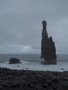 View of rocky formation Ilheus da Ribeira da Janela at rocky beach on the north coast of Madeira island Portugal near Royalty Free Stock Photo