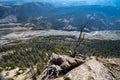 View of a rocky ledge overlooking a valley in the Bridger-Teton National Forest