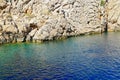 View of the rocky Mediterranean coast in Korsan Cove of Adrasan.