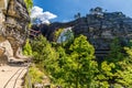 A view of the rocky path and the Pravcicka Gate arch Royalty Free Stock Photo