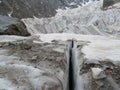 Glacier huge crevasse in Svanetia Caucasian mountains in Georgia Royalty Free Stock Photo