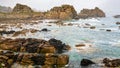 view of rocky shore in Brittany in rainy day Royalty Free Stock Photo