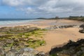 View of rocky south Fistral beach Newquay North Cornwall UK