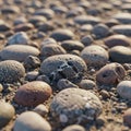 View of a rocky surface featuring an array of smooth, rounded pebbles Royalty Free Stock Photo