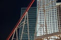 View of rollercoaster at famous New York, New York hotel in Las Vegas at night