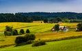 View of rolling hills and farm fields in rural York County, Penn Royalty Free Stock Photo