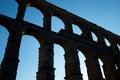 View of the Roman aqueduct in the city of Segovia, Castilla Leon in Spain Royalty Free Stock Photo