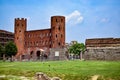 View of the Roman archaeological remains of the city and the Palatina Gate, a treasure of civilization.