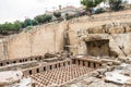 Roman Berytus, Roman Baths, ruins with Grand Serail in the background, Beirut, Lebanon Royalty Free Stock Photo