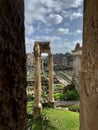 View of the roman forum through an ancient arch Royalty Free Stock Photo