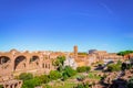 View of the Roman Forum, Ancient Roman ruins in Rome Royalty Free Stock Photo