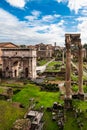 View of roman forum buildings in ruins Royalty Free Stock Photo