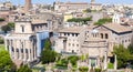 View of the Roman Forum and part of the center of Rome from the Palatine Hill.