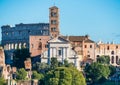 View of Roman Forum in Rome, Italy with Colosseum on background Royalty Free Stock Photo