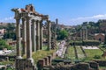 View of Roman Forum with the Temple of Saturn Foro Romano