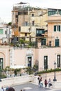 View of roman residential buildings from the Spanish Steps in Rome