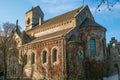 View of Romanesque Church of Jack, an old Hungarian church replica in the Varosliget Budapest public park