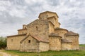 View of the Romanesque church of Nuestra SeÃÂ±ora de La Anunciada, with a cloudy sky. UrueÃÂ±a, Valladolid, Castilla y Leon, Spain