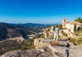 View of the Romanesque church of Santa Maria de Siurana, Tarragona, Catalunya, Spain. Copy space for text